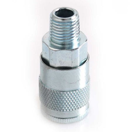 Interstate Pneumatics 1/4 Inch Automotive Steel Coupler x 1/4 Inch Male NPT (Silver Color) CA441Z